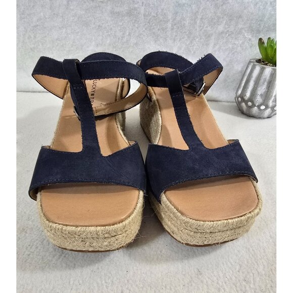 Lucky Brand Valki Navy Blue Espadrille Ankle Strap Sandal Size 7.5 M - Picture 8 of 12